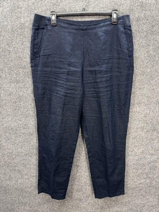 J. Jill Pants - J. Jill Love Linen Crop Pants Womens Medium Blue Pull On High Rise Lightweight